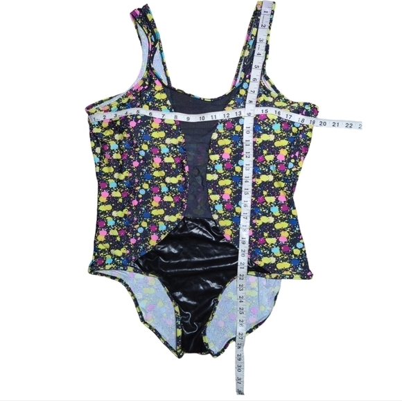 Sheer Faux Leather Colorful One Piece Swimsuit Size 3X - Picture 4 of 7
